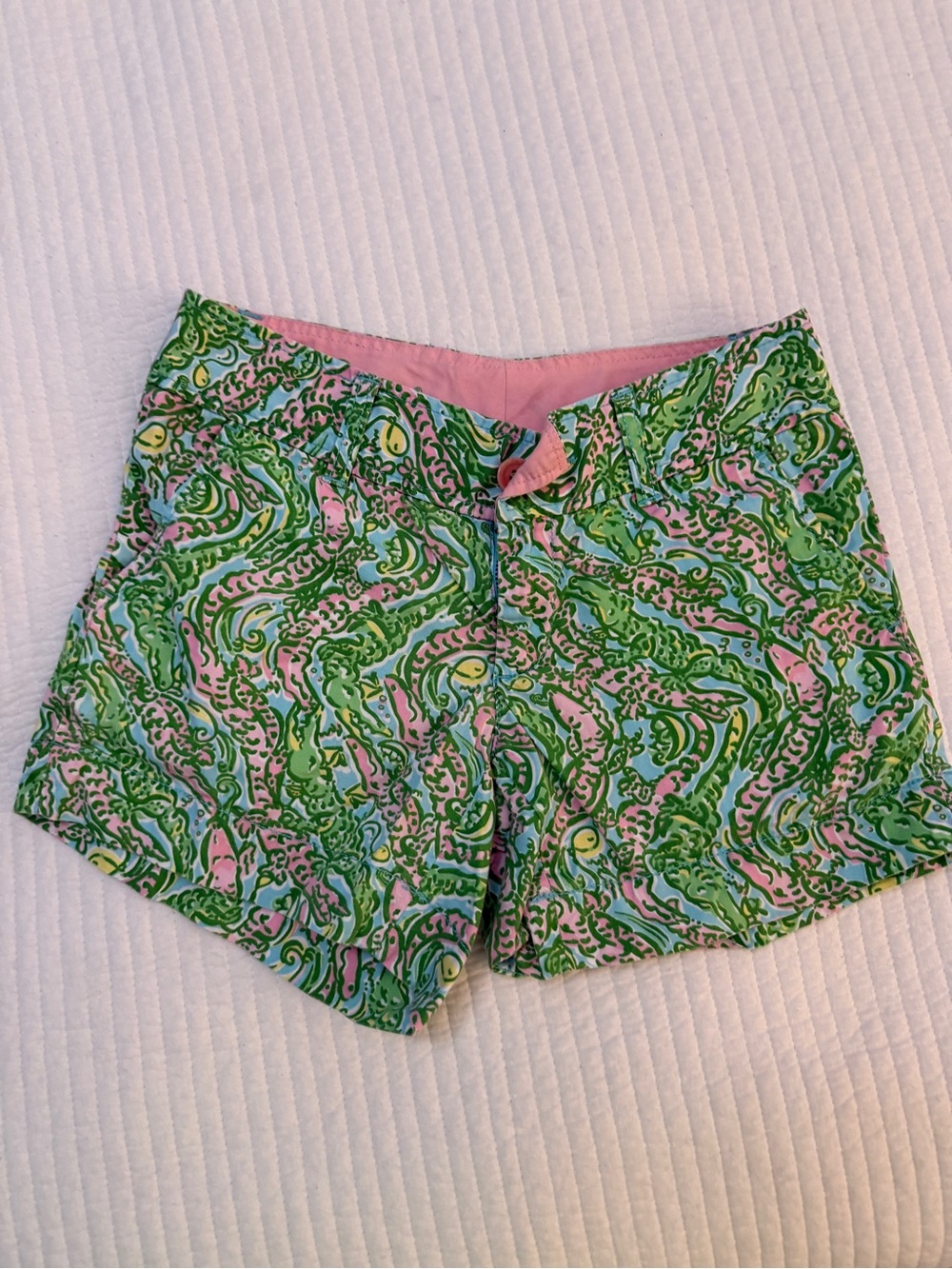 Lilly Pulitzer Callahan Shorts Size 00 Green Pink Paisley Print